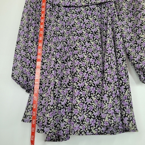 Blush & Day Black Floral Tiered Babydoll Mini Dress M Dark Romantic‎ Whimsigoth - Picture 12 of 14